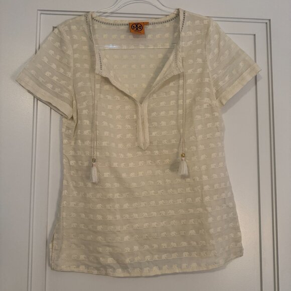 Vintage Tory Burch Maxton Elephant Print Top - Size 6 - Picture 2 of 8